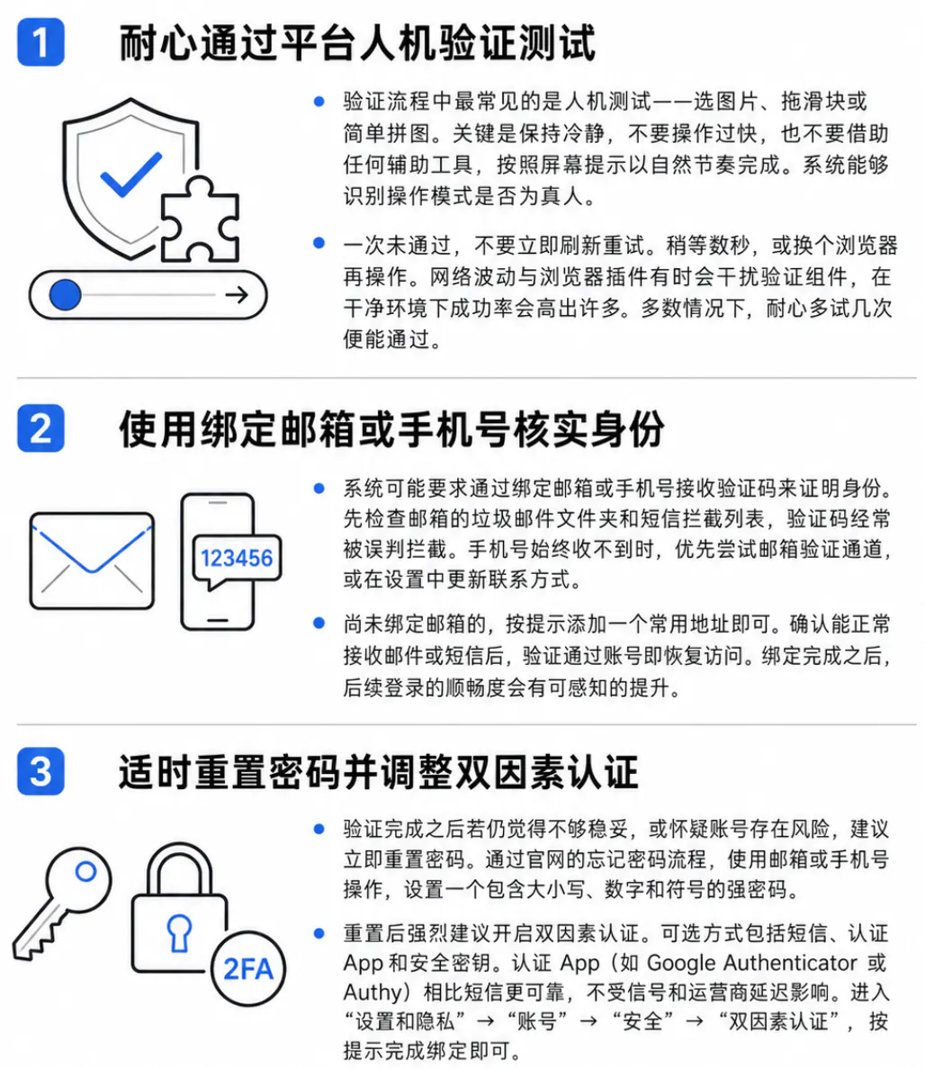 完成验证流程恢复账号访问